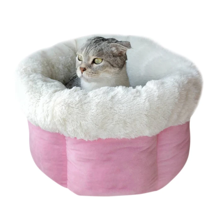 Cat Kennel Round Plush Autumn Winter Warm Deep Sleeping Nest Comfort Sleeping Bed for Cats Dogs QP2
