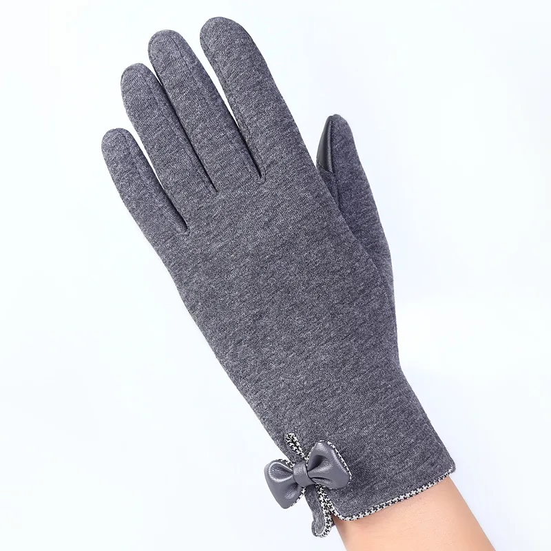 16E-Gray Sparsil, женские зимние теплые перчатки для сенсорного экрана, кашемировые, на запястье, на все пальцы, варежки, для девушек, модные, кружевные, элегантные, женские перчатки - Цвет: 16E-Gray