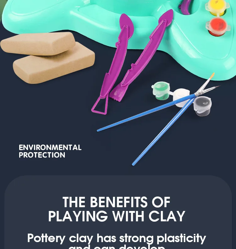 Mini Electric Pottery Machine Household Pottery Making Toy Interactive Game Diy Handicraft Ceramic Kit With Pigment Clay Kid Toy