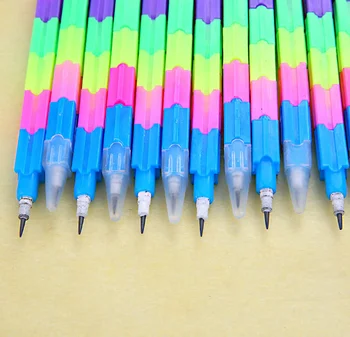 

100pcs/Lot Classic Nostalgic Block Pencil Multi-function Non-cutting DIY Assembly Pen Wholesale Students Stationery Gifts PC010