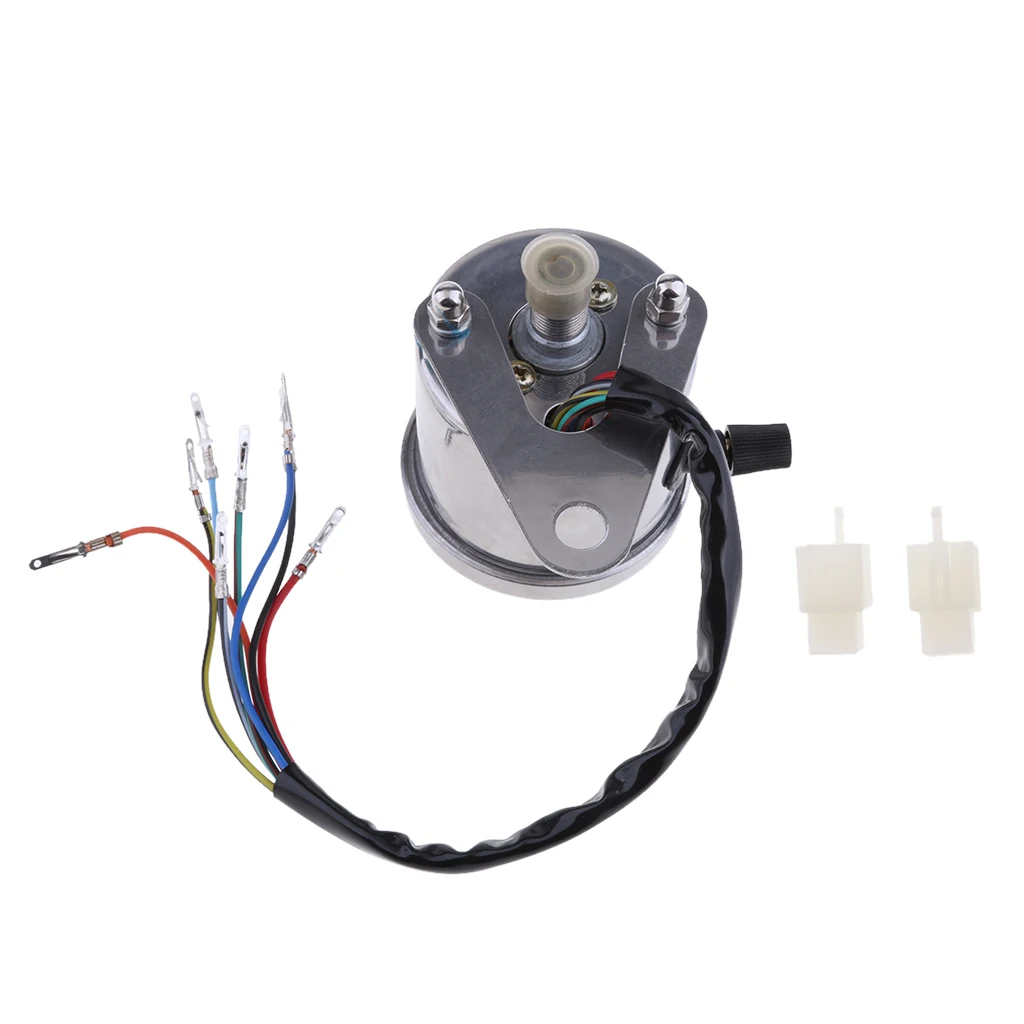 12V Motorcycle Silver Shell LED Speedometer Odometer Gauge with Iindicator