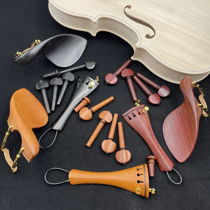 

1 set new 4/4 violin ebony/rosewood/jujube wood accessories parts fittings,Tailpiece+Tuning pegs+Endpins+Chin rest/Chin Holder