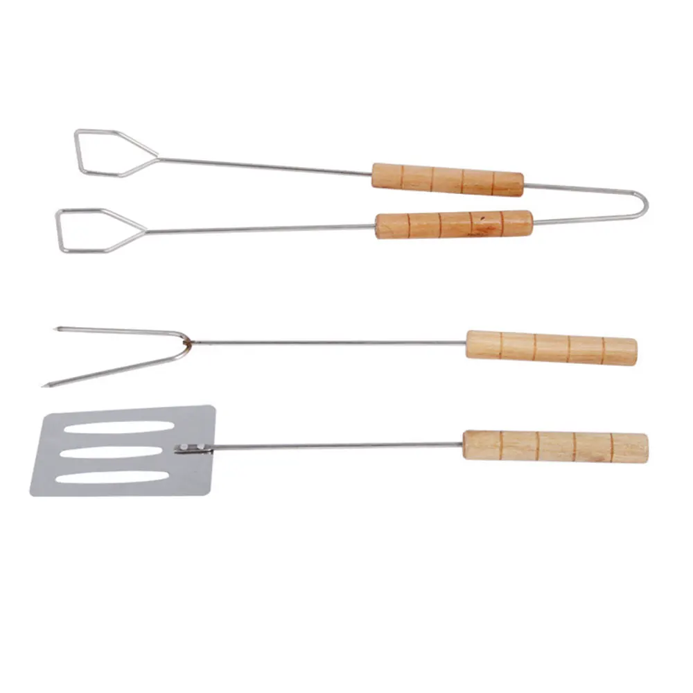 Roast Fork Outdoors BBQ Kit BBQ Tools Camp Silver Metal Shovel Grill Brush Barbecue Accessories Cooking Picnic Strong