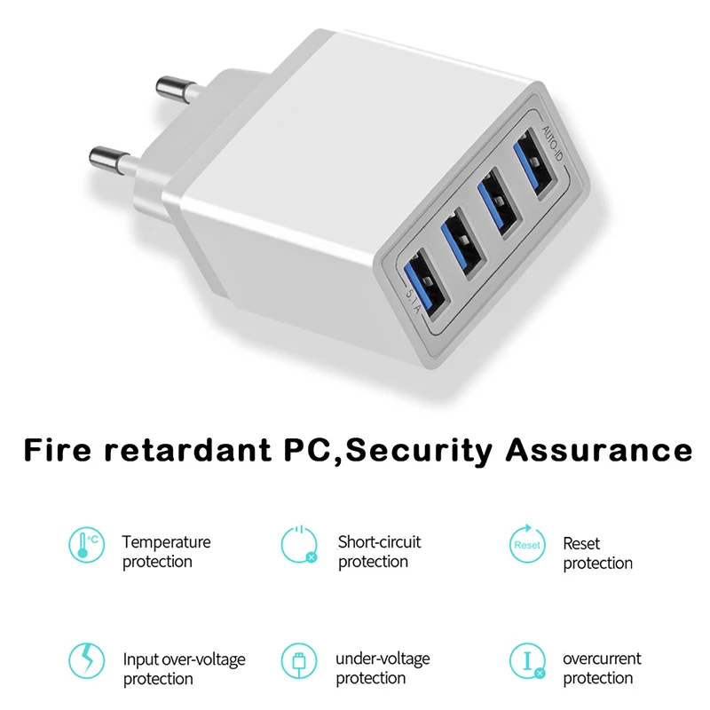 Зарядное устройство CinkeyPro с 4 портами USB 5 В/3 1 А быстрая зарядка для XiaoMi iPhone Samsung