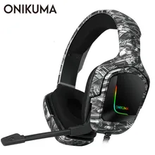 ONIKUMA K20 PS4 гарнитура шлем PC Gamer Стерео Игровые наушники с микрофоном/светодиодный светильник для XBox One/ноутбука планшета