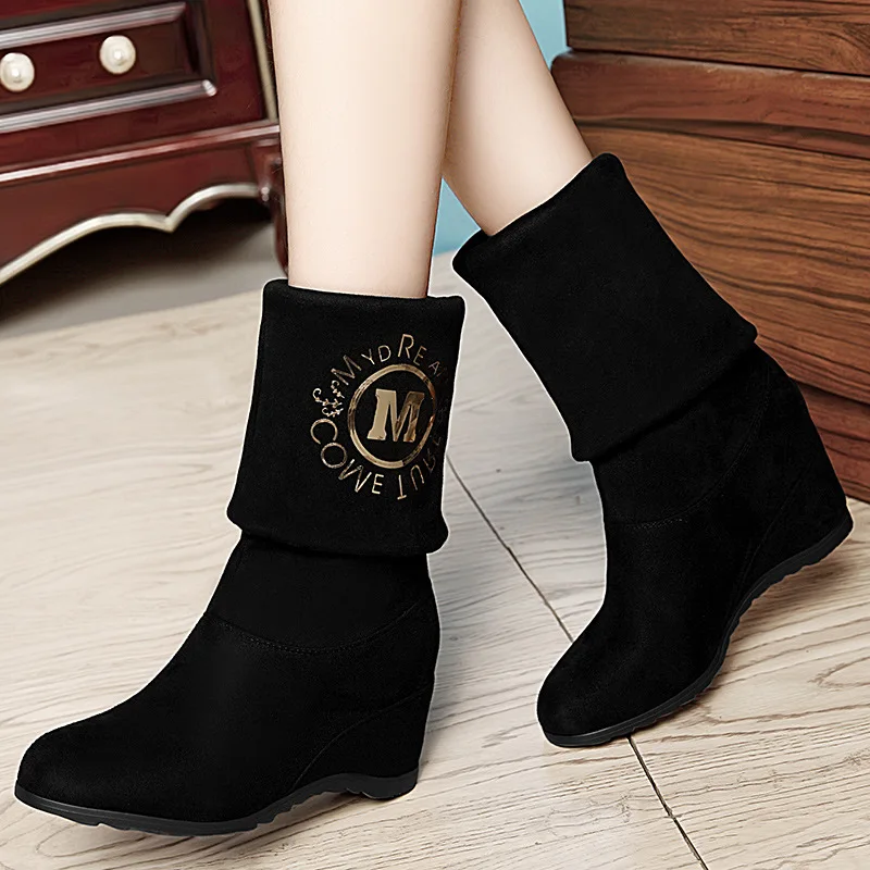 

Dunhu 2019 Winter New Style Revers in Long Canister Boots Elevator Thigh Boot Waterproof Platform WOMEN'S Shoes A19-37