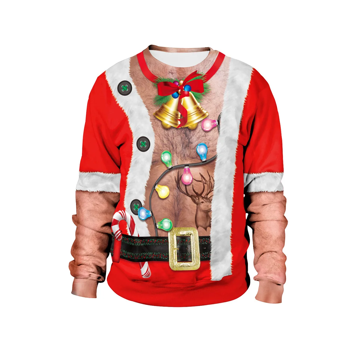 106239-SB102-030 Xmas 3D печатных Noverlty пара рождественские костюмы, косплей с круглым вырезом рождественских ролевых представлений для АУЛТ мужские и женские - Цвет: 106239-SB102-030