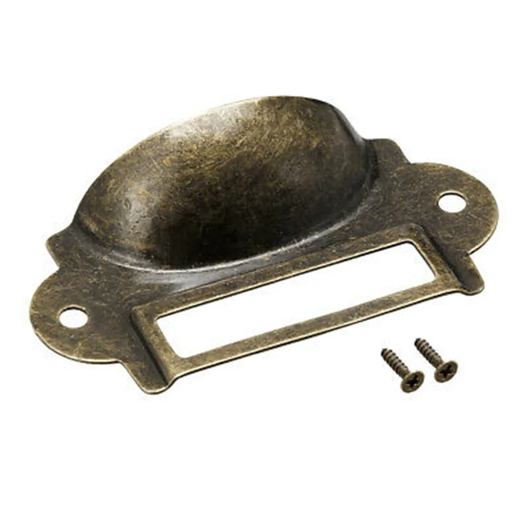 Antique Brass Drawer Label Holders w/ Screws Pull Cabinet Cupboard File Case Apothecary Frame Handle File Name Card Holder 10pcs drawer label holders