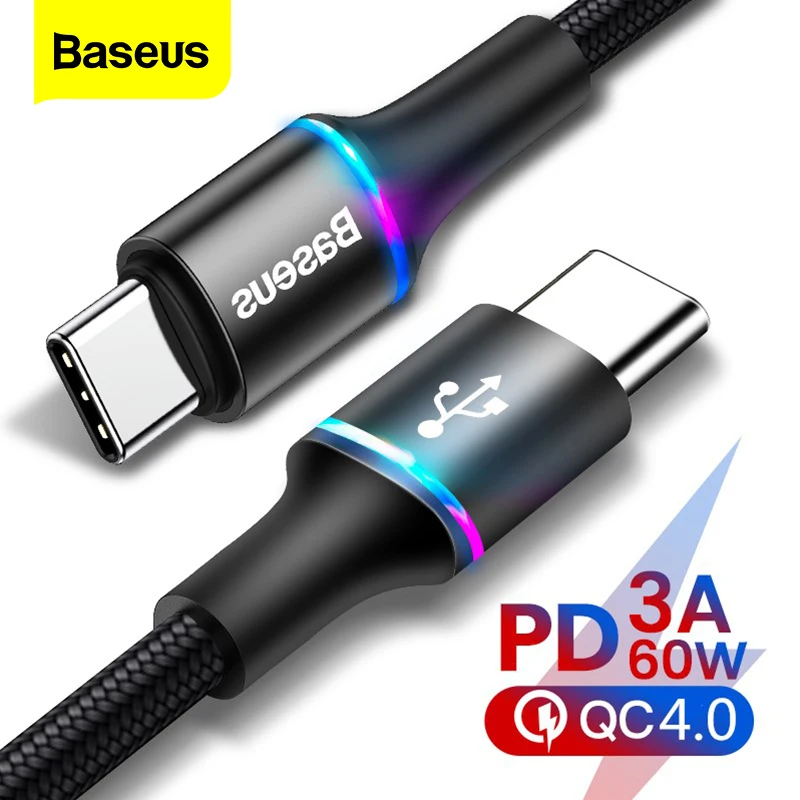 Kabel Baseus 60W USB Type C To USB Type C za $1.96 / ~8.20zł