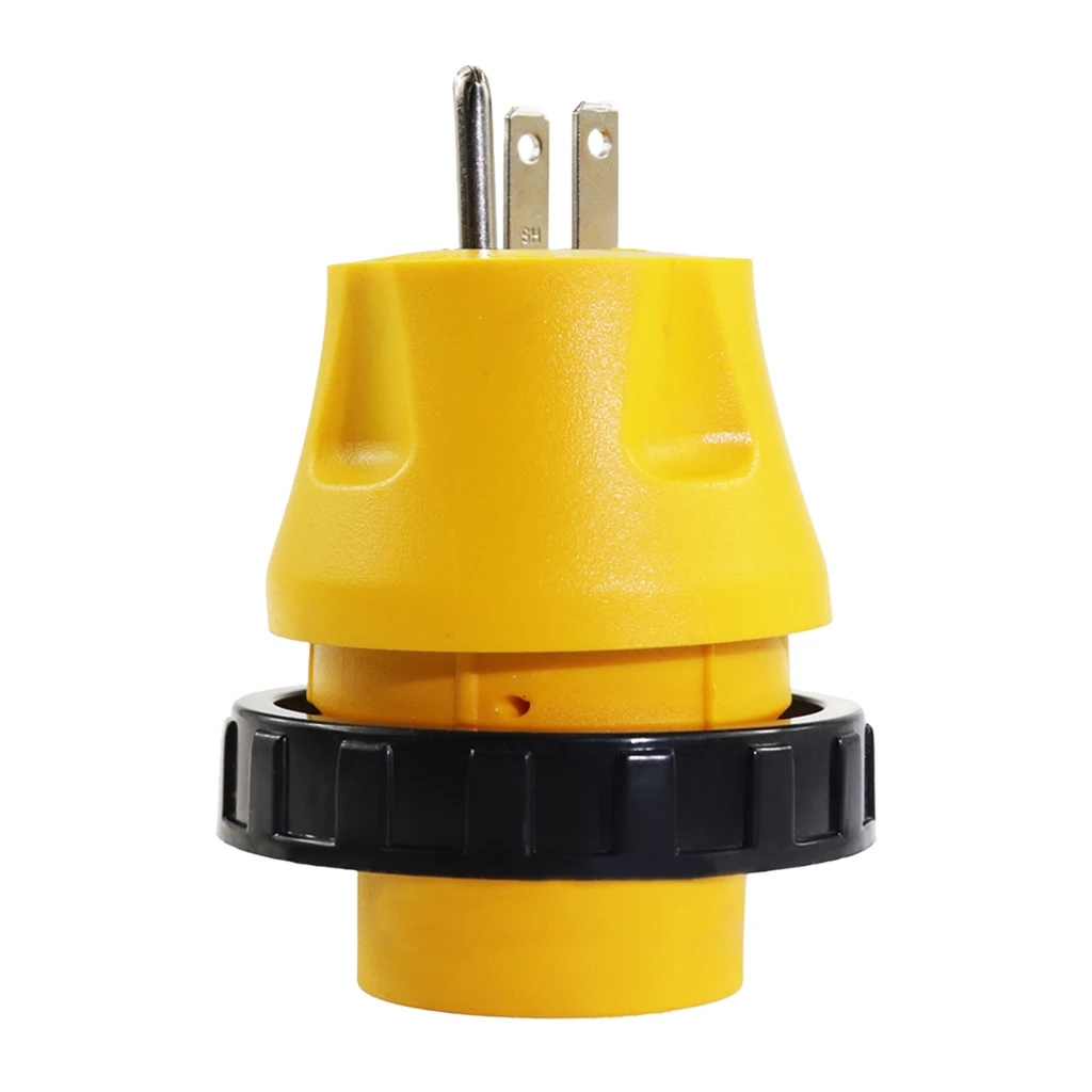 RV Electrical Locking Adapter 15A Male to 30A Female - 3-Prong 125V AC Camper Generator Cable Adapter Electrical Converter Plug