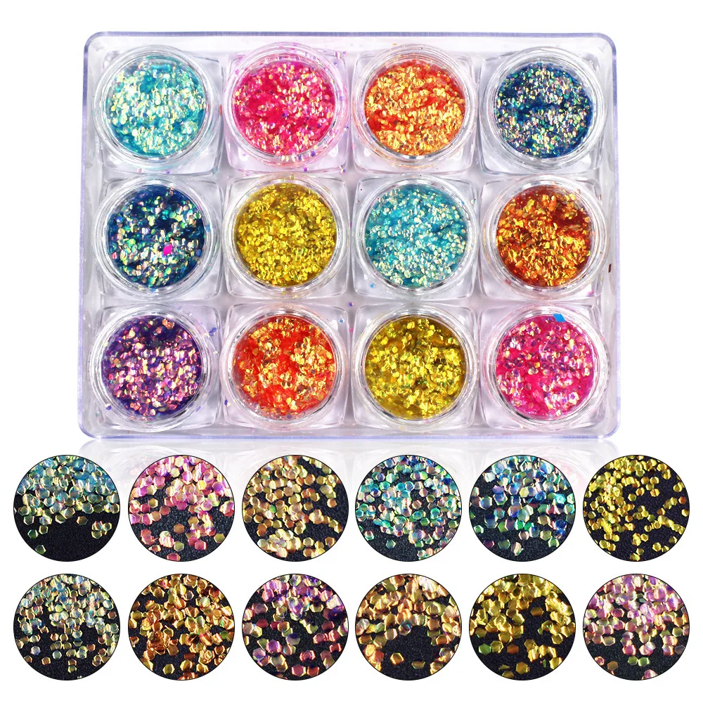 

2017 New Style Manicure Fish Scale Stunning 12-Color Set Nail Sequins Dragon Scale Accessories Manufacturers Wholesale