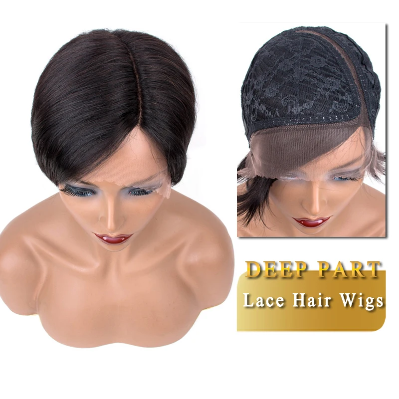 Короткие парики из человеческих волос Прямые кружевные части парики для черных женщин малайзийские волосы натуральный цвет 6 дюймов Dorisy волосы не-Реми l-образный парик