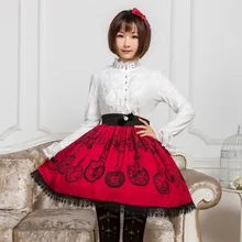 Милые Юбки принцессы в стиле Лолиты; оригинальные юбки в стиле Лолиты; милые женские Юбки принцессы для студентов; Мягкие Красные кружевные юбки средней длины для девочек; GZWY041
