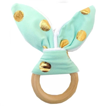 

Wooden Toddler Safety Chewie Teether Rabbit Ear Sensory Toy Baby Teether