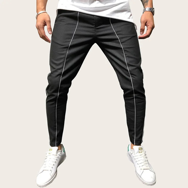 Casual Trouser Pants Casual Hip Hop Cargo Striped Pants Men Pockets Men Splicing Striped Overalls Casual Pocket Sport Work Y