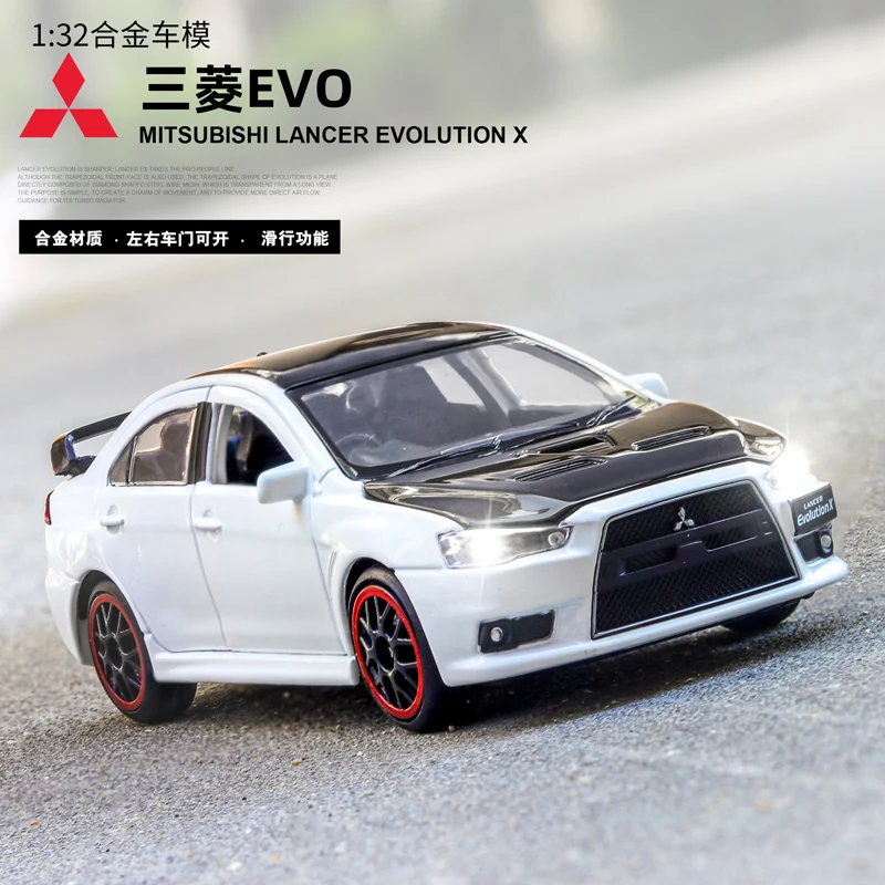 1/32 весы Mitsubishi EVO литой под давлением сплав автомобиль со звуком и светом