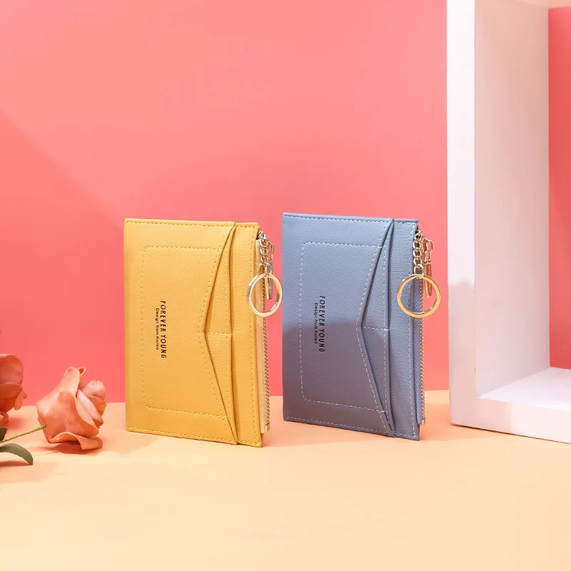 

Forever Young 2019 Card Holder Female Leather Zipper Coin Money Wallet Women Small Bank/ID/Credit Card Slots High Quality Girls