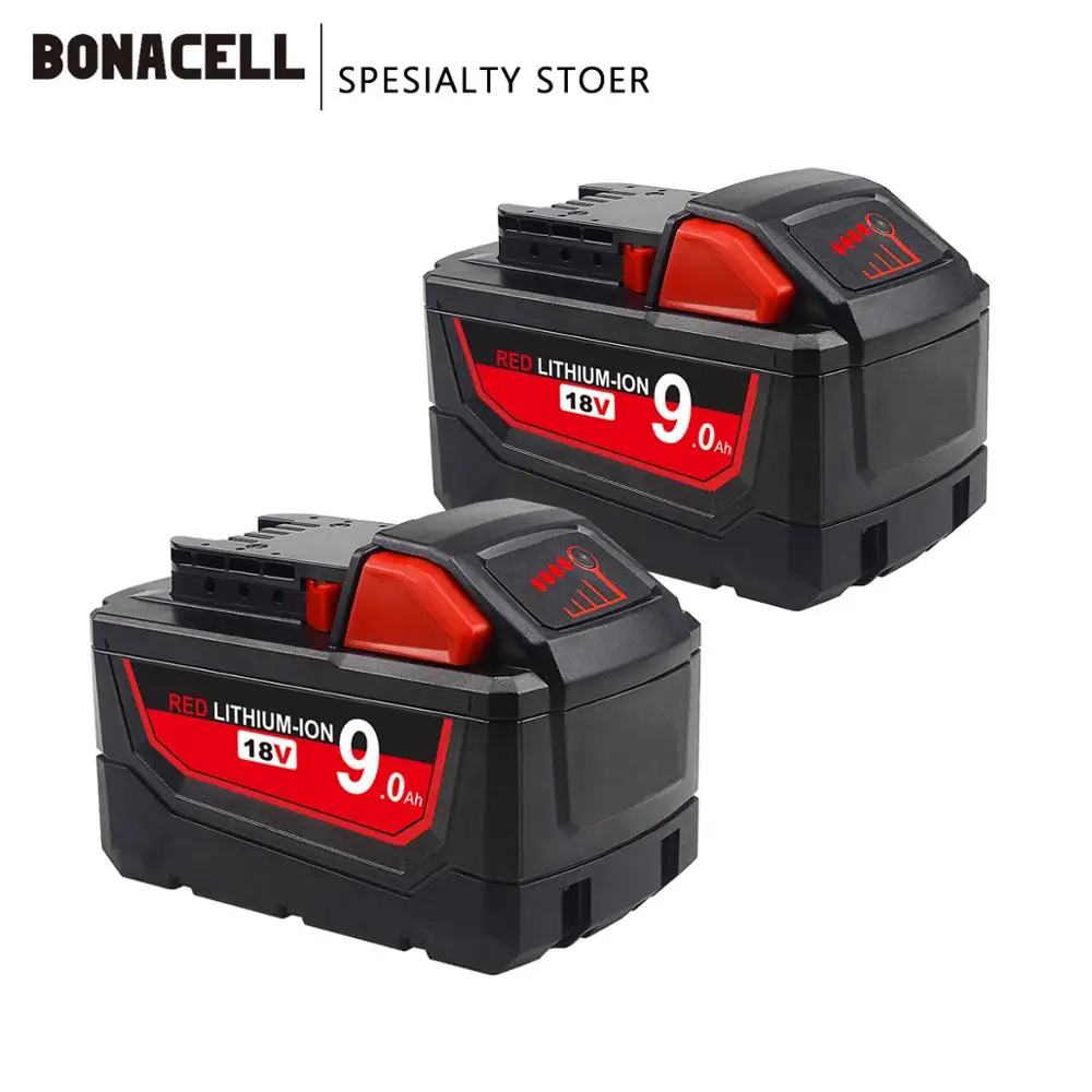 Сменный литий-ионный аккумулятор Bonacell 18 в 9000 мА · ч M18 XC для Milwaukee 48-11-1815 M18B2 M18B4 M18BX L50