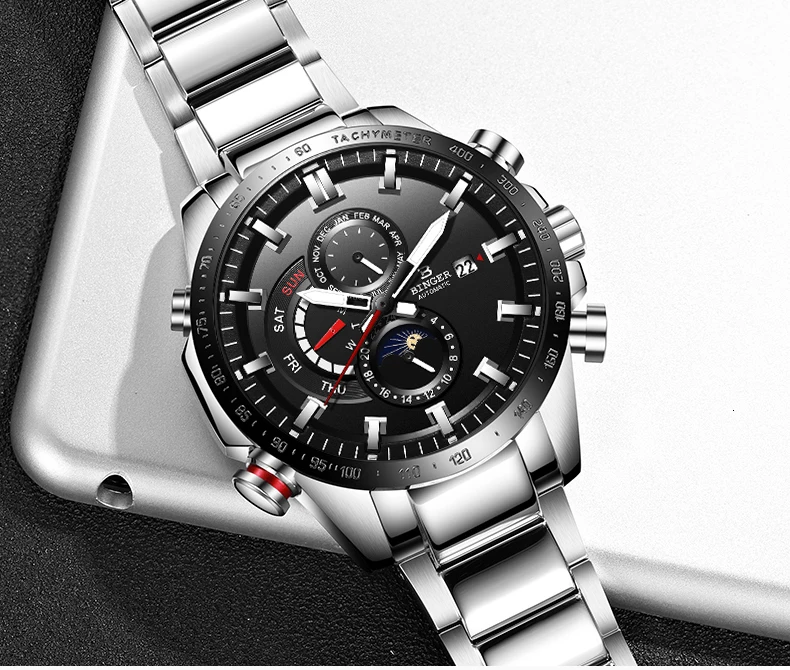 Швейцарские автоматические часы для мужчин Бингер Механические мужские s часы лучший бренд класса люкс военные часы Relogio Masculino montre homme