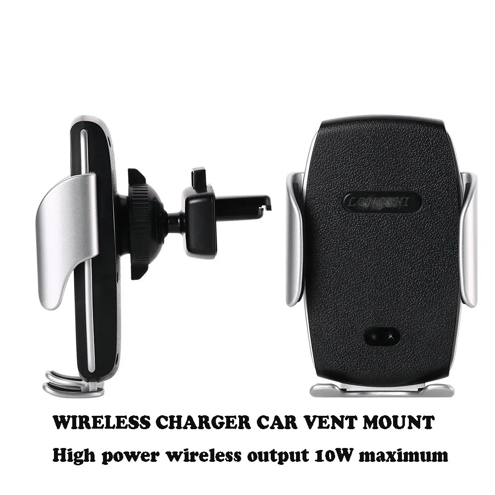

LONGSHI car phone holder 10w qi wireless charger for iPhone X XS Samsung S10 S9 S8 HUAWEI mate30 p30 pro in air vent