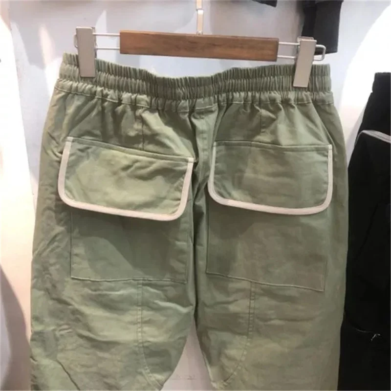 Autumn Winter Men's And Women's Zipper Pocket Drawcord High Quality Travis Scott Style Casual Pants blue cargo pants