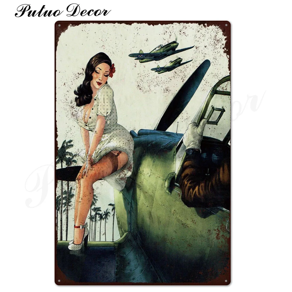 Pin Up Girl Оловянная табличка металлическая винтажная Сексуальная металлическая вывеска Настенный декор для бара паба клуба человек пещера значки в стиле ретро металлическая живопись - Цвет: TH3457