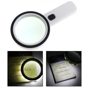 

30X 90MM Handheld Optical Glass Magnifying with 12 LED Lights and UV Lights for Antique Appreciate Reading