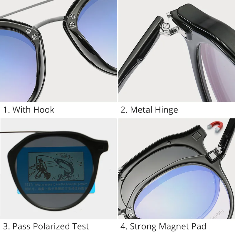 Ralferty, оптические оправы, очки с магнитной оправой, поляризационные, Круглые, 2 в 1, очки по рецепту, солнцезащитные очки для автомобиля Z965