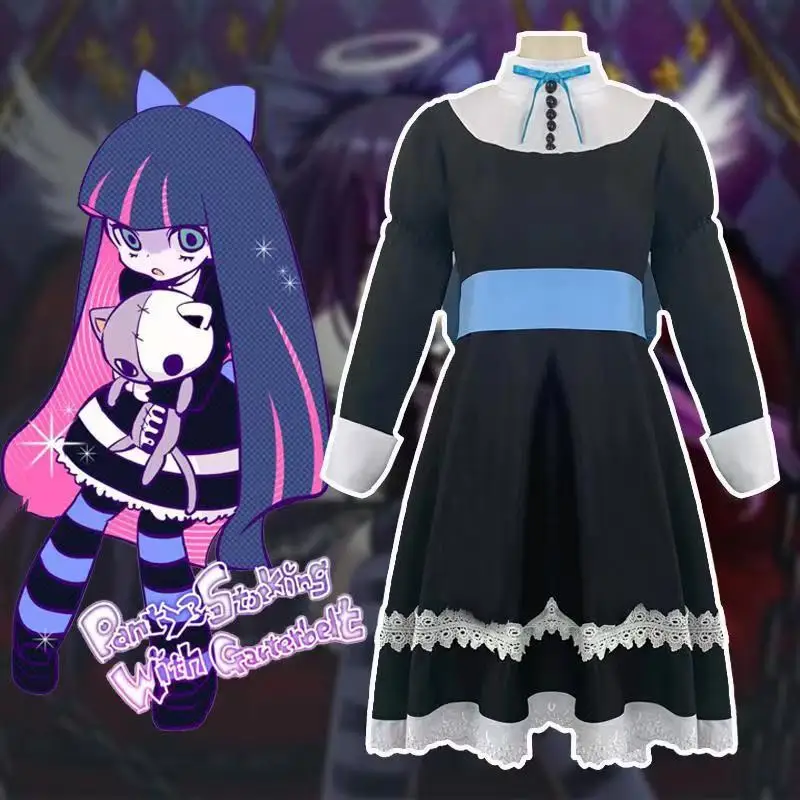 Panty Stocking With Garterbelt Heroine Anarchy Black Dress Cosplay Costume Women Lolita Maid Suits Party Uniform 2021 |