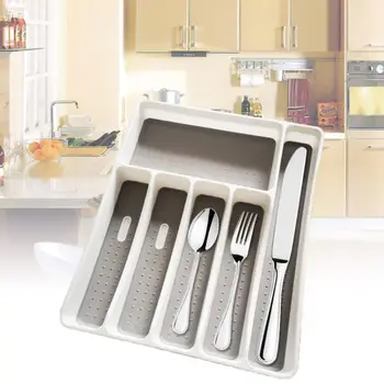 

6 Cavity Cutlery Tray Kitchen Drawer Organizer Spoon Knife Fork Separation Household Kitchen Storage Box