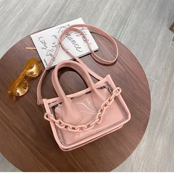 

Fashion Transparent Handbag for Women 2020 PVC Clear Bag Travel Ladies Shoulder Bags with Purse Large Capacity Eco Beach Tote
