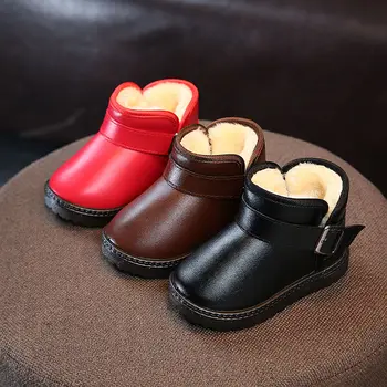 

Boys Snow Boots Winter Fashion Child Girls Snow Boots Shoes Warm Plush Soft Bottom Girls Boots Leather Winter Snow Boot for Kids