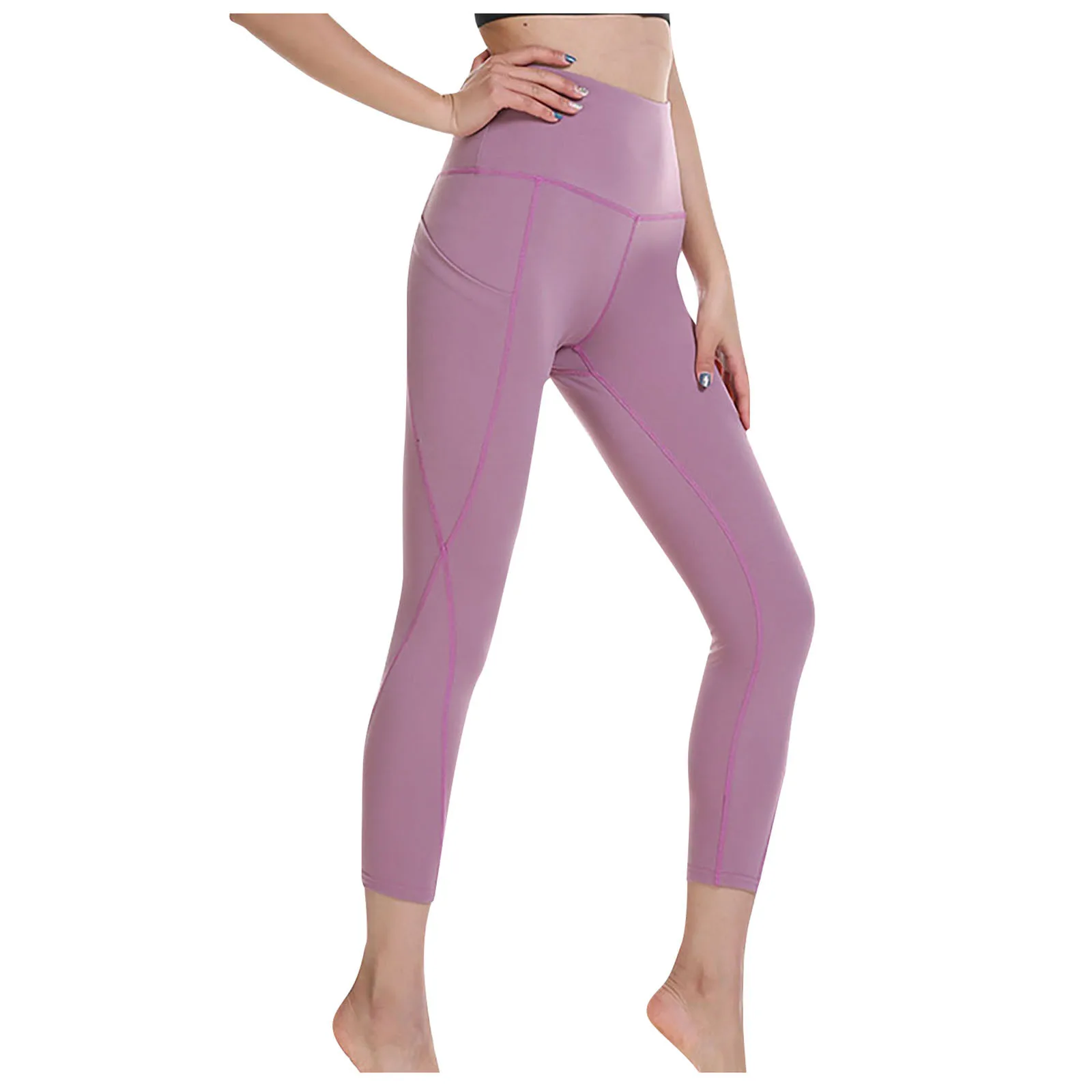 Fitness European High Women's Waist Sports Yoga Running Pants Pocket