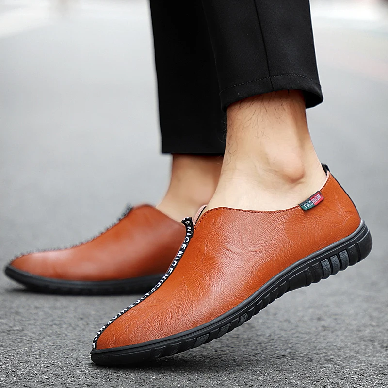 

2019 Autumn Genuine Leather Men Casual Shoes Luxury Brand Mens Loafers Moccasins Breathable Slip on Black Driving Shoes Calzado