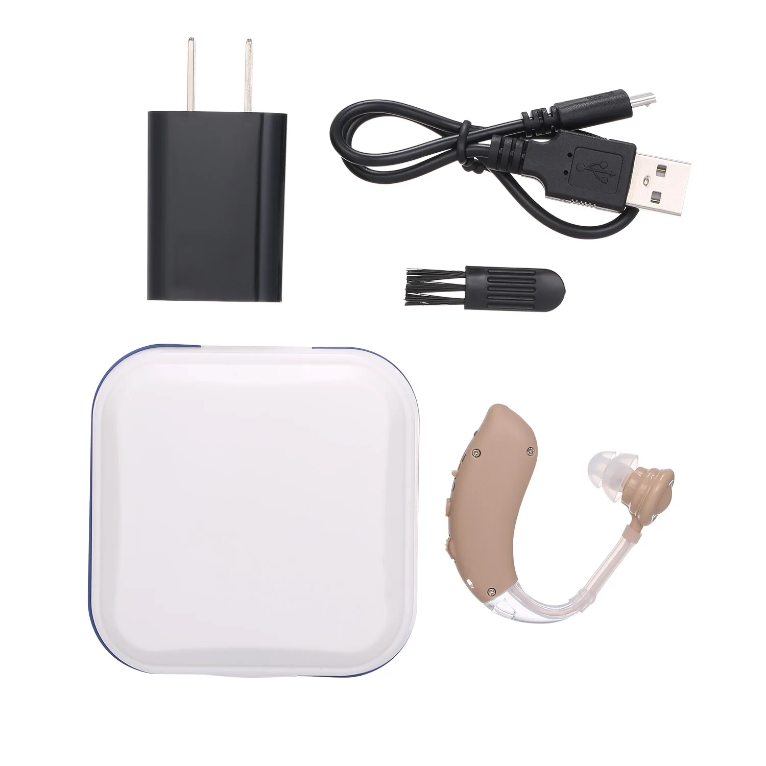 Khaki US Plug Цифровой слуховой аппарат, усилитель звука, BT перезаряжаемый слуховой аппарат, беспроводные слуховые аппараты для пожилых людей - Цвет: Khaki US Plug
