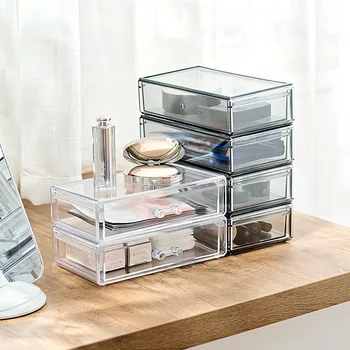 

Cosmetic Storage Box Acrylic Makeup 3 Drawers Organizer Stand Desktop Large Capacity Sundries Case Stackable Morden Style