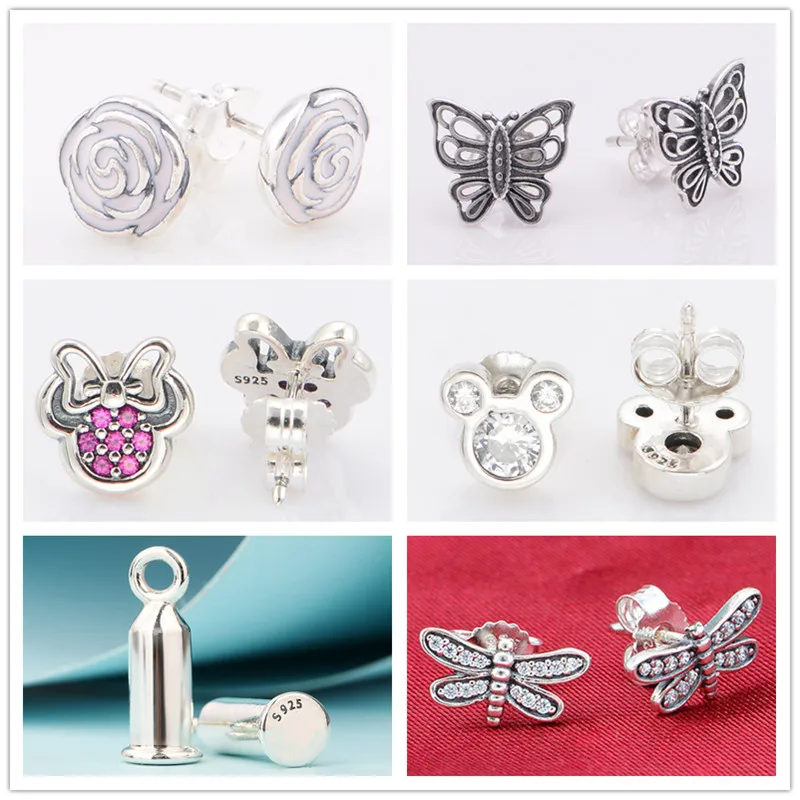 Серебряные серьги brinco, 925 пробы, серебряные серьги-гвоздики с мультяшным рисунком и цветком для женщин, хорошее ювелирное изделие, ER002