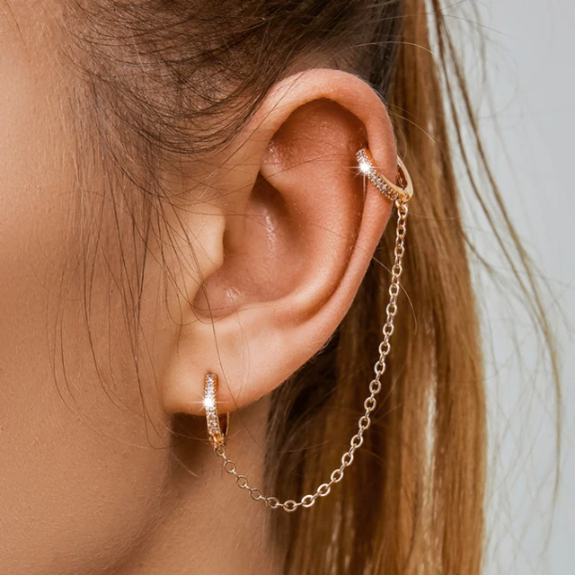 Pendientes de aro redondos para mujer, aretes de borla de cadena