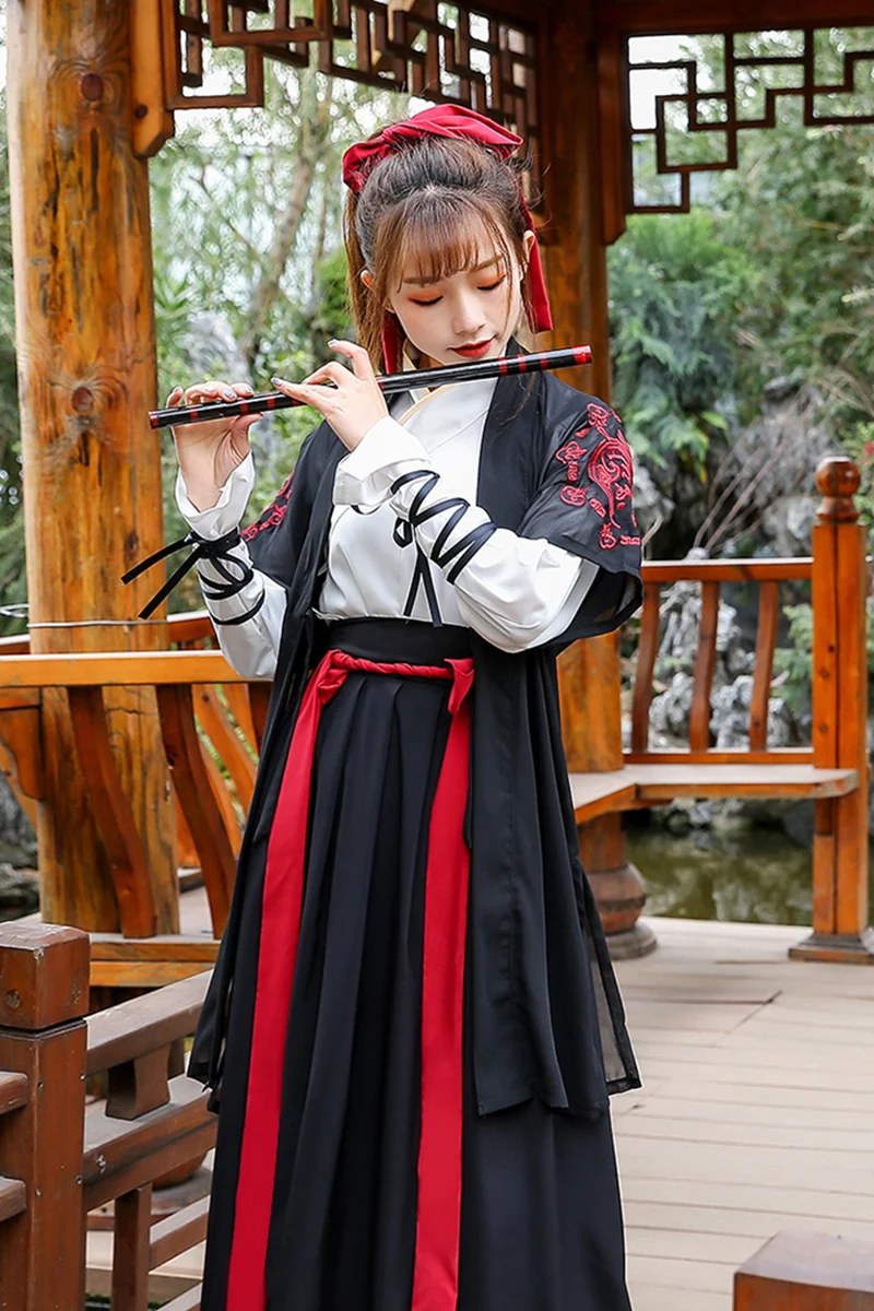  Chinese Traditional Hanfu Costume Women Folk Dance Clothing Orient Swordsman Dance Cosply Clothing 