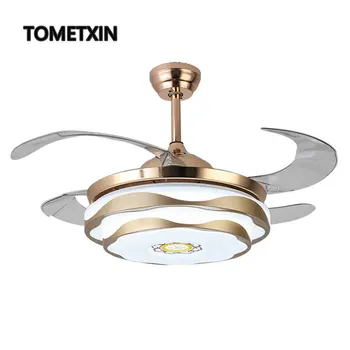 

42 inch smart ceiling fan Light with lights remote control music musical led lamp APP Bluetooth invisible bedroom decor