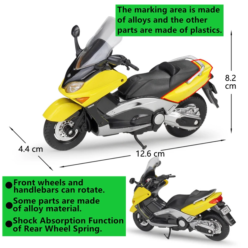 Модель мотоцикла WELLY 1:18 2001 YAMAHA XP500 TMAX из сплава под давлением игрушка для детей