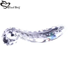 Preto lobo grande vidro pyrex vibrador de cristal pênis galo anal lésbica adulto brinquedos sexuais para mulheres gay masturbação do sexo feminino(China)