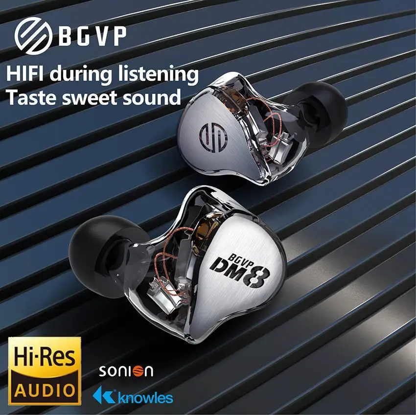 BGVP DM8 Knowles Sonion Balanced 8BA Hybrid In ear HIFI Monitor Music Noise Reduction Audiophile Musician MMCX Earphones Earbuds