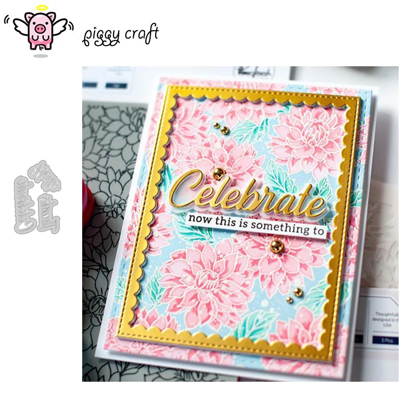 Piggy Craft Metal Cutting Dies Cut Die Mold Celebrate Thanks Hello