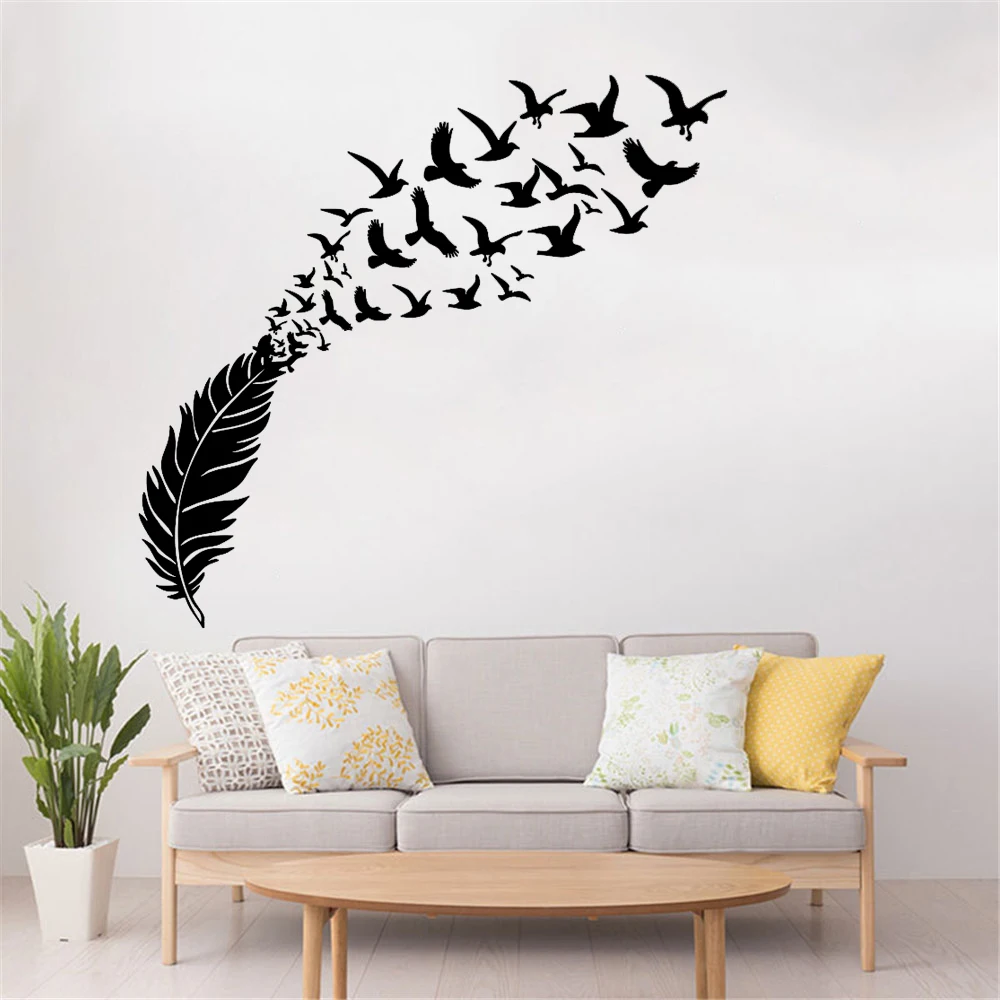 

Delicate Feather Bird Vinyl Wall Sticker Bedroom Decor Decals Stickers For Kids Room Decoration Decal Home Decorative