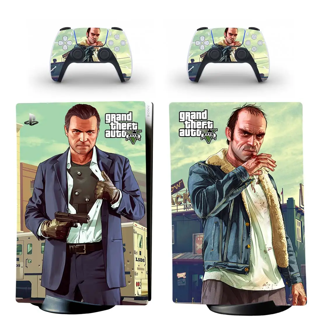 Grand Theft Auto V GTA 5 PS5 Digital Edition Skin Sticker Decal Cover for PlayStation 5 Console and Controllers PS5 Skin Sticker