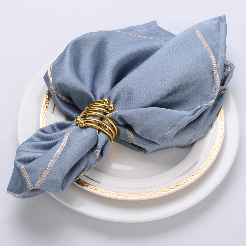 

Western napkin mouth cloth meal buckle ring table cloth folding flower hotel restaurant high-end light luxury square towel