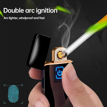 

Newest USB Windproof Electronic Lighter Double Arc Ignition Touch Sensing Lighter Good Gifts For Man
