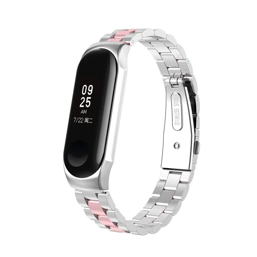 Ouhaobin ремешок на запястье для Xiaomi Mi Band 3 Нержавеющая сталь ремешок металлический браслет Смарт-браслет аксессуары