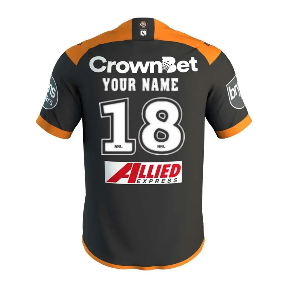 Футболка для регби WESTS TIGERS- Размер: S-3XL качество идеальное - Цвет: Print name number